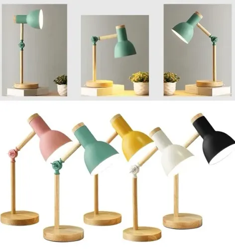 Luminária De Mesa Retratil Wood Com Base De Madeira (Entregamos)