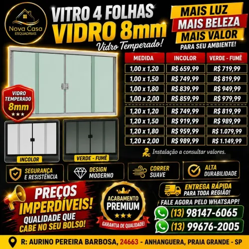 Portas e janelas novas direto da fábrica 