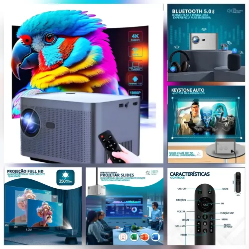 Projetor Hy350 Inteligenete Android Full Hd Wifi 6 5g 350 4k