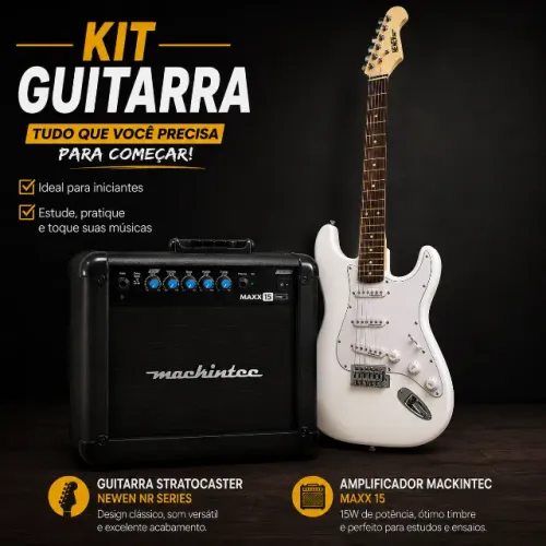 KIT Guitarra Stratocaster Wt- NR series Newen+Amplificador Mackintec Maxx 15