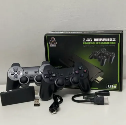 GAME STICK LITE 4K 20 MIL JOGOS 2 CONTROLE SEM FIO