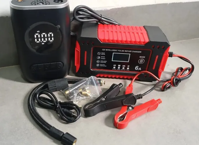 Carregador Automotivo e Compressor de Pneu