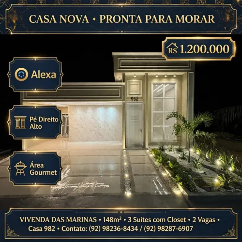 CASA ALUGO OU VENDO! LUXO 3 SUÍTES C/ CLOSET + ALEXA - VIVENDA DAS MARINAS 