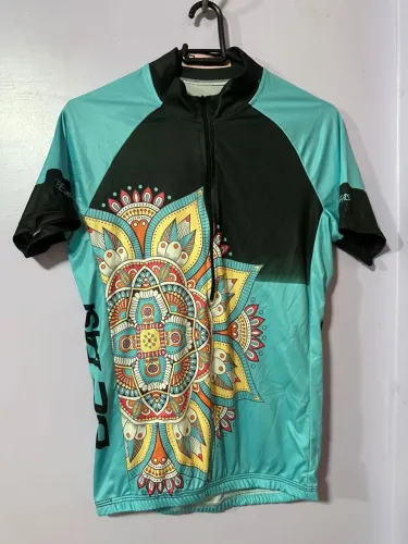 Camisa Ciclismo Feminina Be Fast Mandala Azul Turquesa - Tamanho P