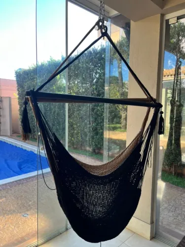 Balanço de rede suspenso preto (1,20 x 1,80m)