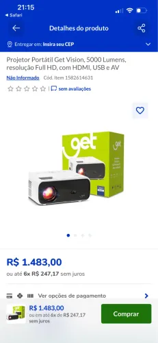 Projetor 5000 Lumens get 