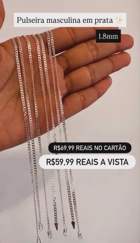 pulseira prata masculina 