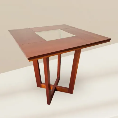 Mesa Lateral com Vidro 75x75 Imbuia