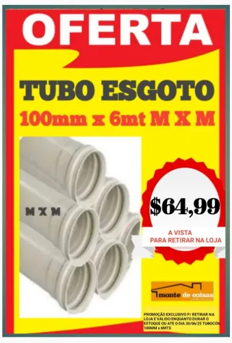TUBO ESGOTO 100MM !! PROMOÇÃO !!