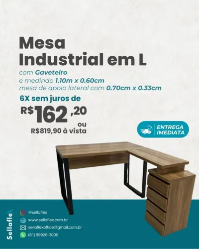 Mesa em L industrial 