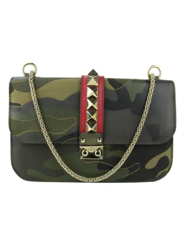 Bolsa Tiracolo Valentino Gravani Rockstud Glam Lock Flap Camouflage