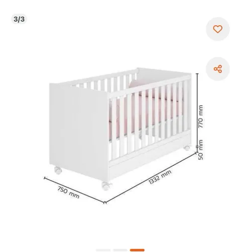 Berço Mini Cama Americano Doce Sonho com Rodízios Branco - Qmovi