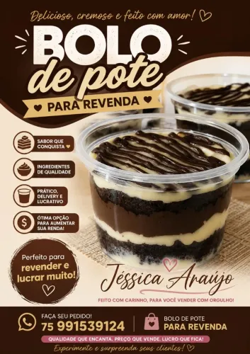 Bolo de pote para revenda