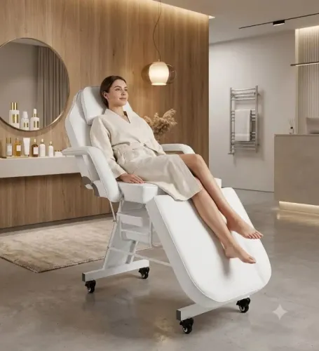 Maca Poltrona Com Rodinha Estética Reclinável C/ Gaveta Luxo