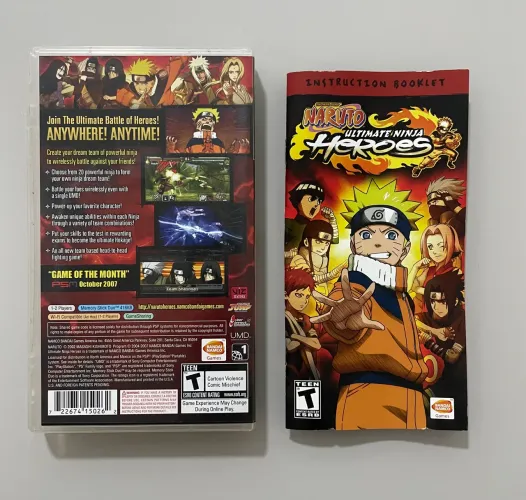 Caixa e manual jogo Naruto PSP