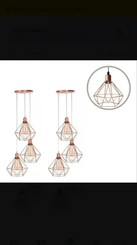 Luminária pendente rose gold 