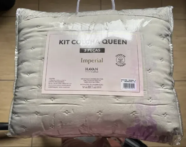 Kit Colcha Queen 3 Peças Imperial Havan Casa - Bege