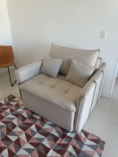 Poltrona Cama em Linho Detroid 110cm Yescasa
