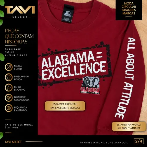 Camiseta Manga Longa Alabama Crimson Tide