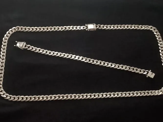 Prata corrente e pulseira 10mm 