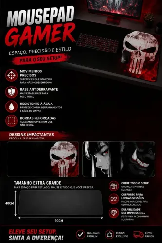 Mousepad Gamer Extra Grande 90x40cm - Mais espaço, precisão e estilo para seu setup!