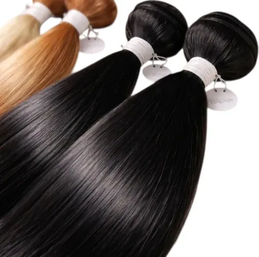Cabelo Fibra Russa preto 100gr  55cm liso na tela 