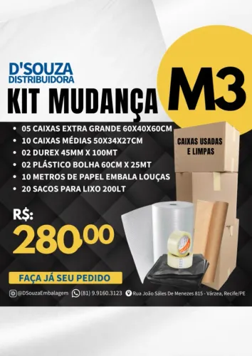 kit Mudança - Caixa, Bolha, Durex