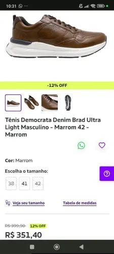 Tênis Democrata Denin Brad Ultra Light Masculino - Marrom