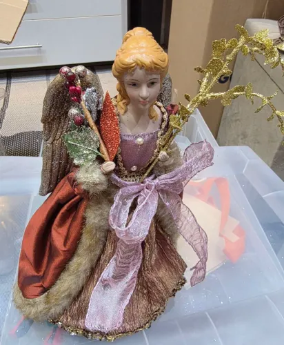 Anjo decorativo Natal com ponteira 33 cm