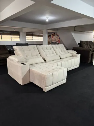 SOFÁ RETRÁTIL E RECLINÁVEL 3 LUGARES MÓDULOS PORTA COPOS DE (2.90MT)