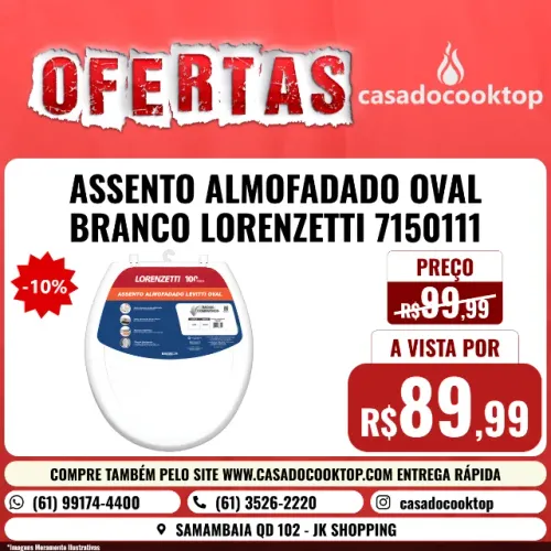 ASSENTO ALMOFADADO OVAL BRANCO LORENZETTI 7150111