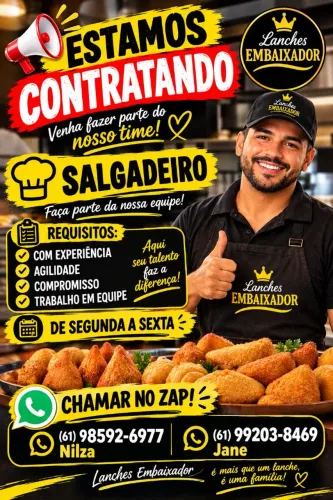 Estamos contratando salgadeiro