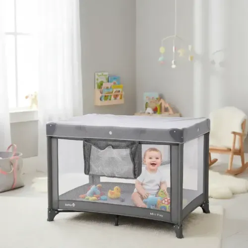Berço Safety 1st Mini Play (Grey Denim) - Excelente estado - VALOR BAIXO PRA SAIR LOGO
