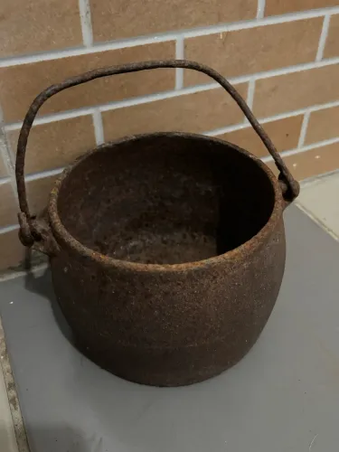 Antigo Caldeirão De Bruxa (Panela Fogão A Lenha) Ferro Fundido  