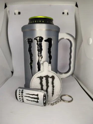 Porta lata Monsters com abridor de lata e tampa