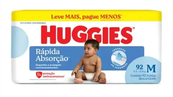 Pacotao de fraldas Huggies Rapida Absorção com 92 unidades lacrado- abaixo do preço