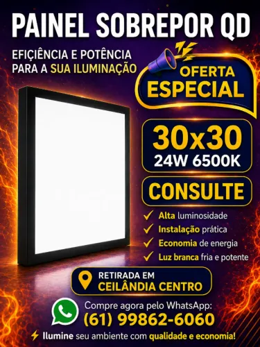 PAINEL SOBREPOR PT QD 30x30 24W 6500K