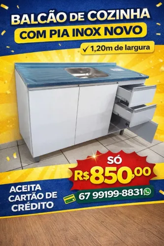 Armário de cozinha com pia inox novo Garantia oferta entrego
