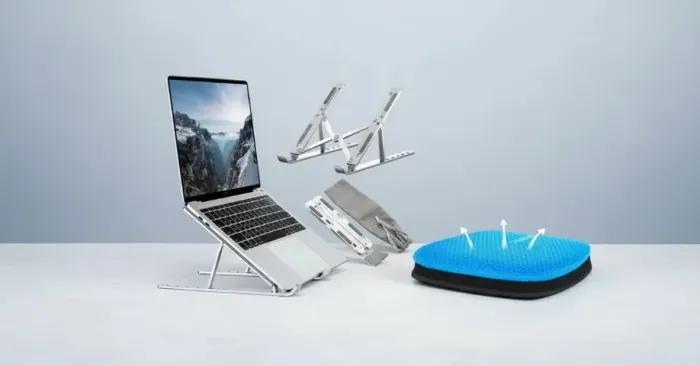 Kit Home Office Suporte Notebook Alumínio + Almofada Gel Ergonômica Novo