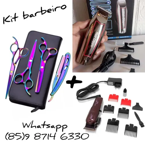 Combo cabeleireiro profissional. Máquina kemei e acessórios. Entrega grátis