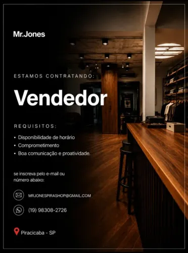 Vaga para vendedor/a