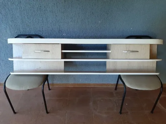 CONSOLE / APARADOR DE PAREDE EM MDF COM 2 GAVETAS E PEQUENA PRATELEIRA - 164(c) X 26(L) cm