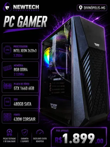PC Gamer Xeon 2620v3 3.20Ghz/ Mem. 8Gb / SSD 480Gb / GTX 1660 6Gb (aceito cartão)