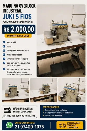 Máquina overlock industrial JUKI 5 FIOS