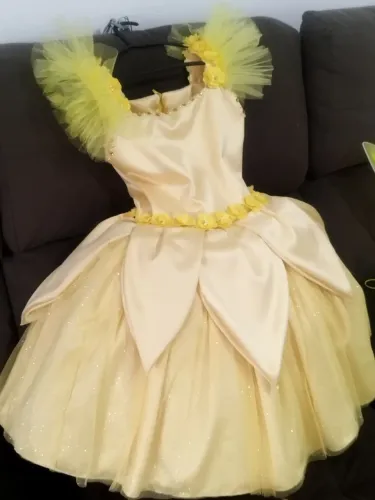 Vestido Luxo Fada Iridessa amarelo + sapatinhos