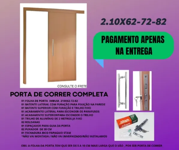 kit para porta de correr cod completo- apenas kit - pagamento an entrega