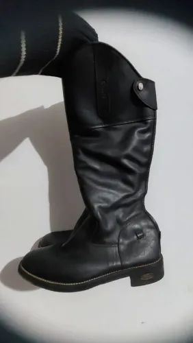 Bota cano longo couro cavalaria hipismo 
