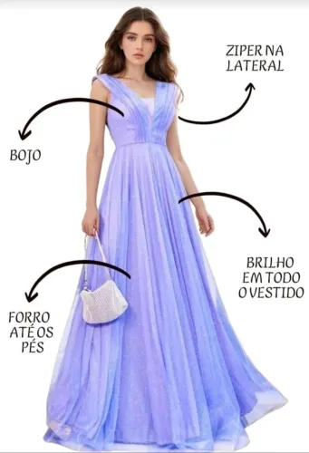 Vestido Lilás Com Brilho Madrinha de casamento