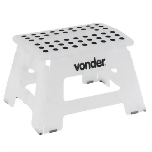 Banqueta Plastica Dobravel Branca Com Alça 150kg Vonder