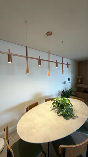 Lustre Pendente Linear LED Premium Rose Gold